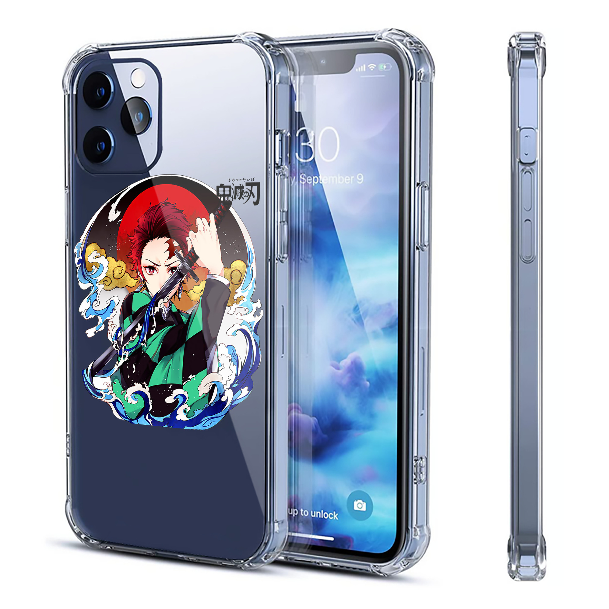 （画像用） 鬼滅の刃 竈門 炭治郎／かまど たんじろう Kamado Tanjirou 【iPhone 12シリーズ対応】透明スマホケース（クリアソフトケース）